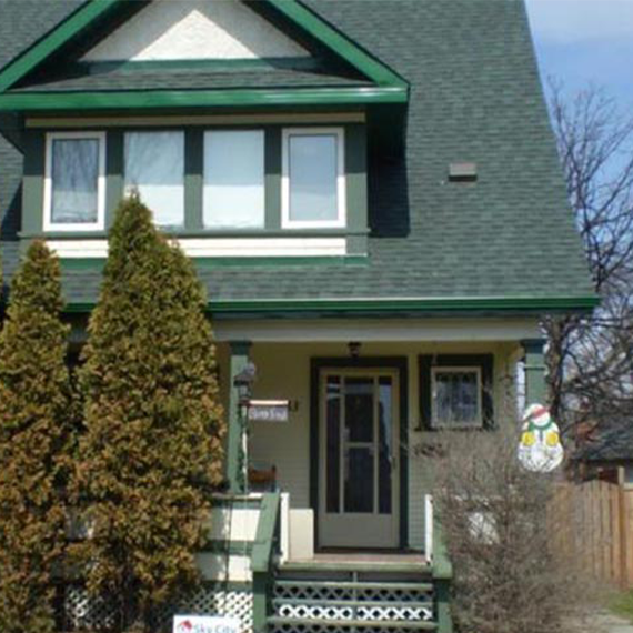 Existing residential roof before construction