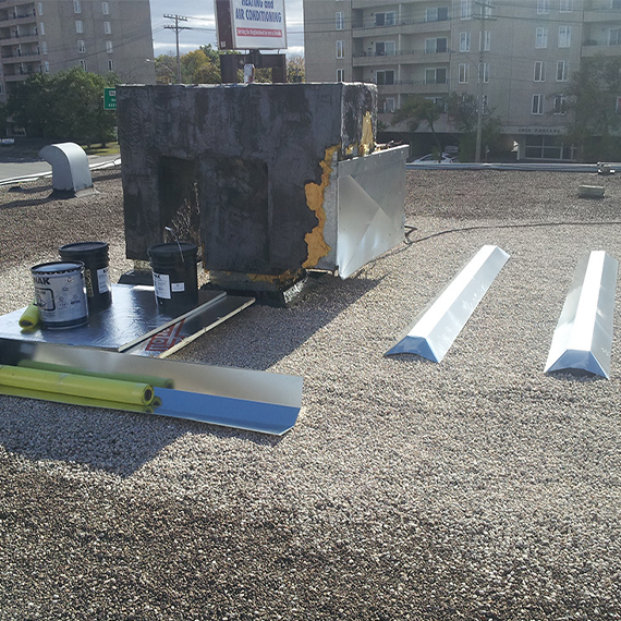 Commercial roofing sleepers installed before membrane restoration