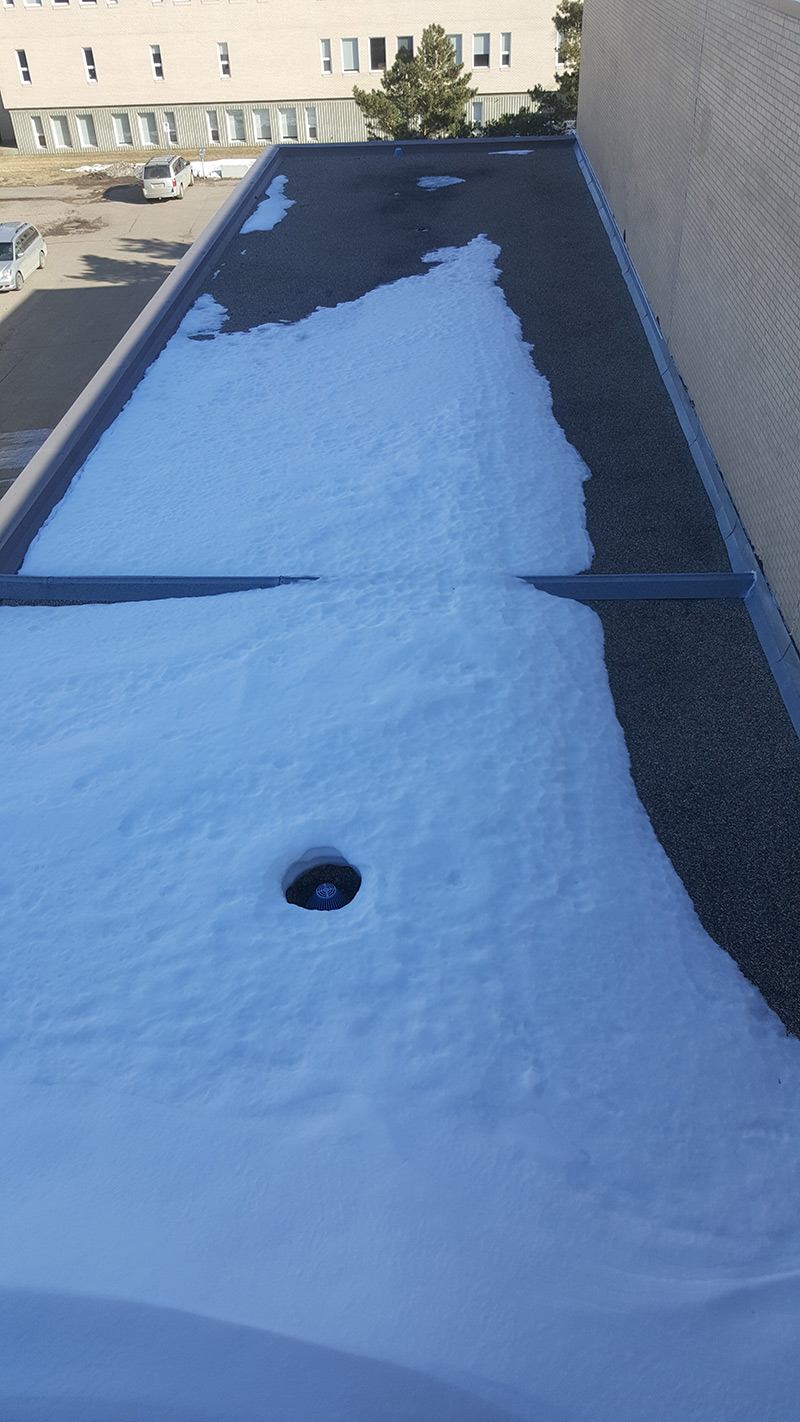 Existing roofing system before the project